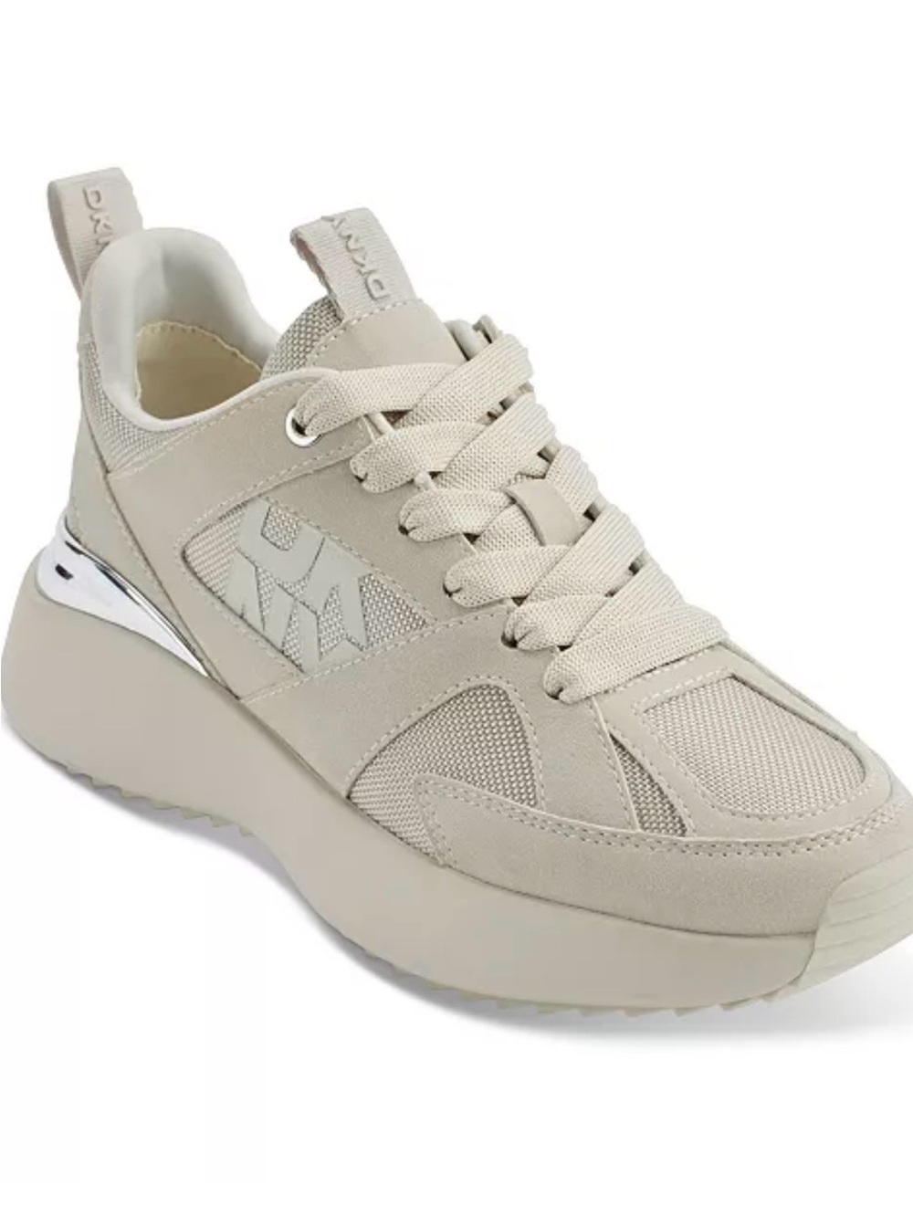 DKNY Women's Beige Platform Lace-Up Sneakers